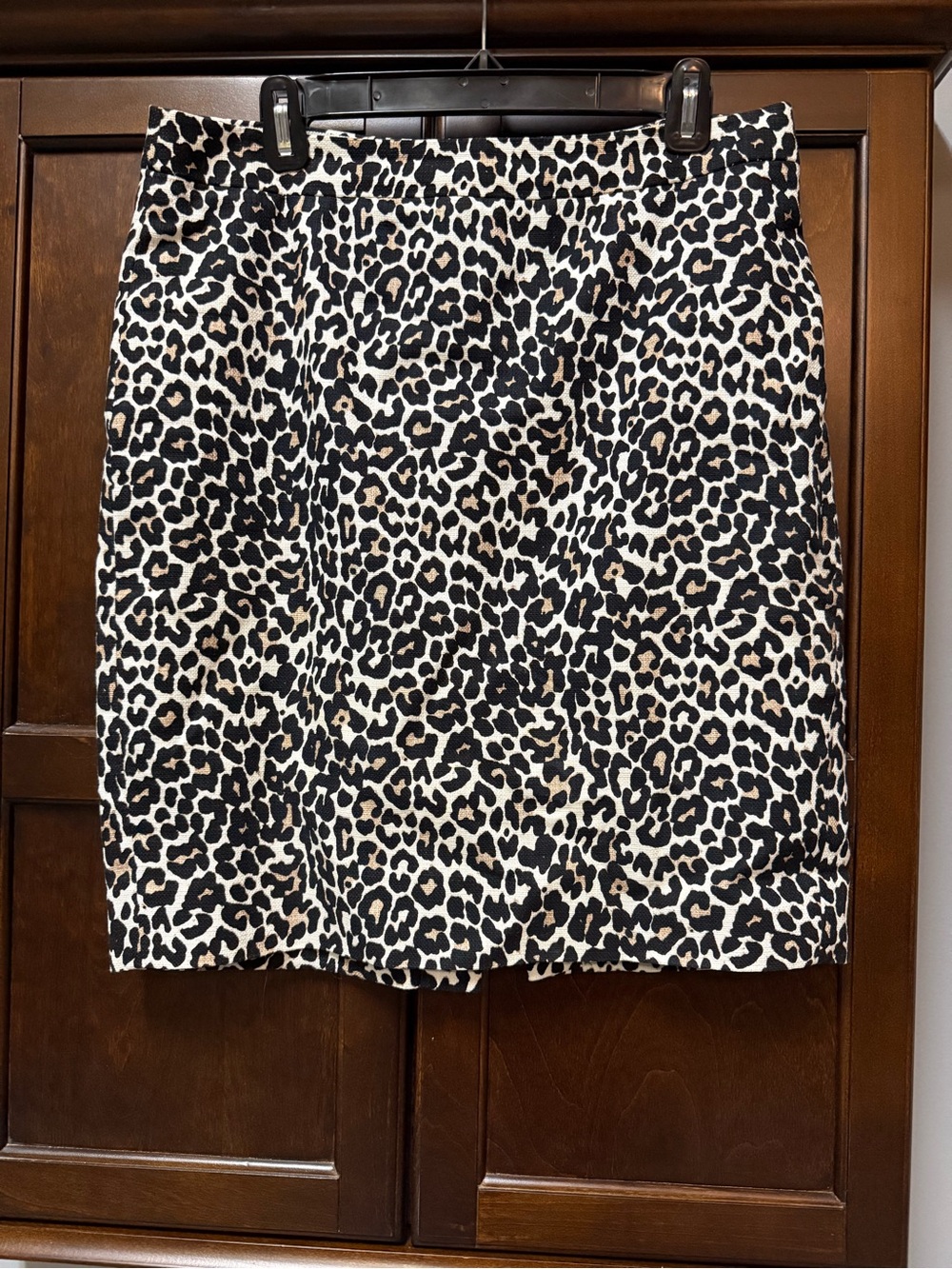 J Crew Leopard Print Pencil Skirt - Black & Cream